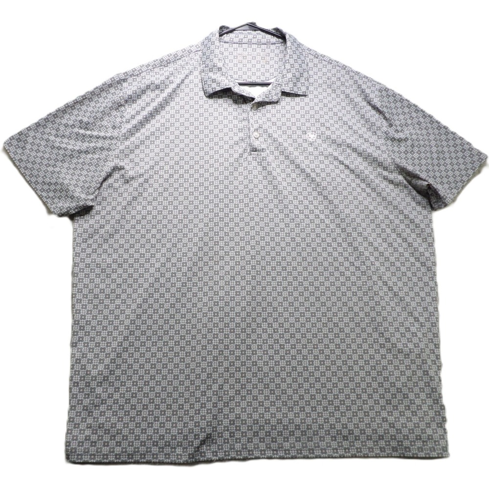 Ariat AriatTEK Polo Shirt Men 3XL Gray Floral Geometric Performance Golf SS Logo